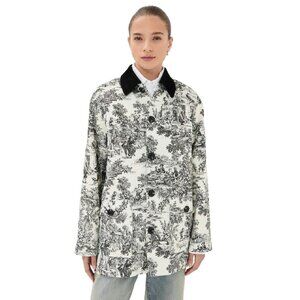 Women's Mid-Weight Toile Print Barn Jacket with Corduroy Collar
